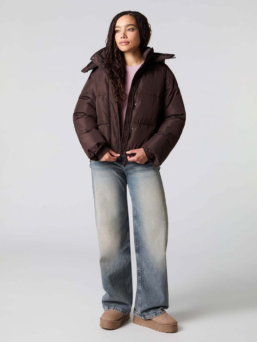 מעיל פוך עם כובע נשלף