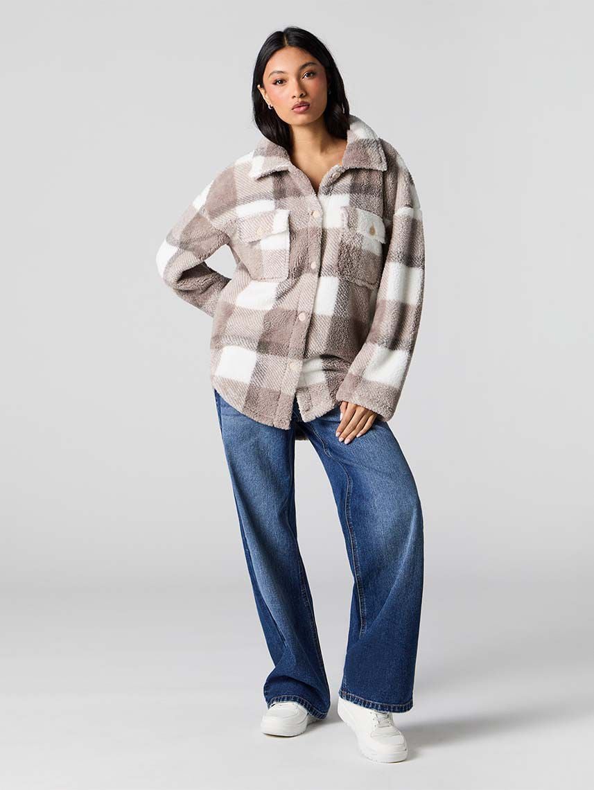 ג’קט משבצות פרוותי