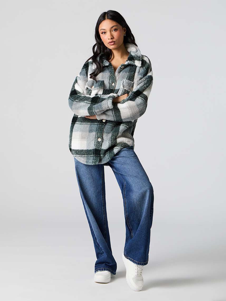 ג’קט משבצות פרוותי