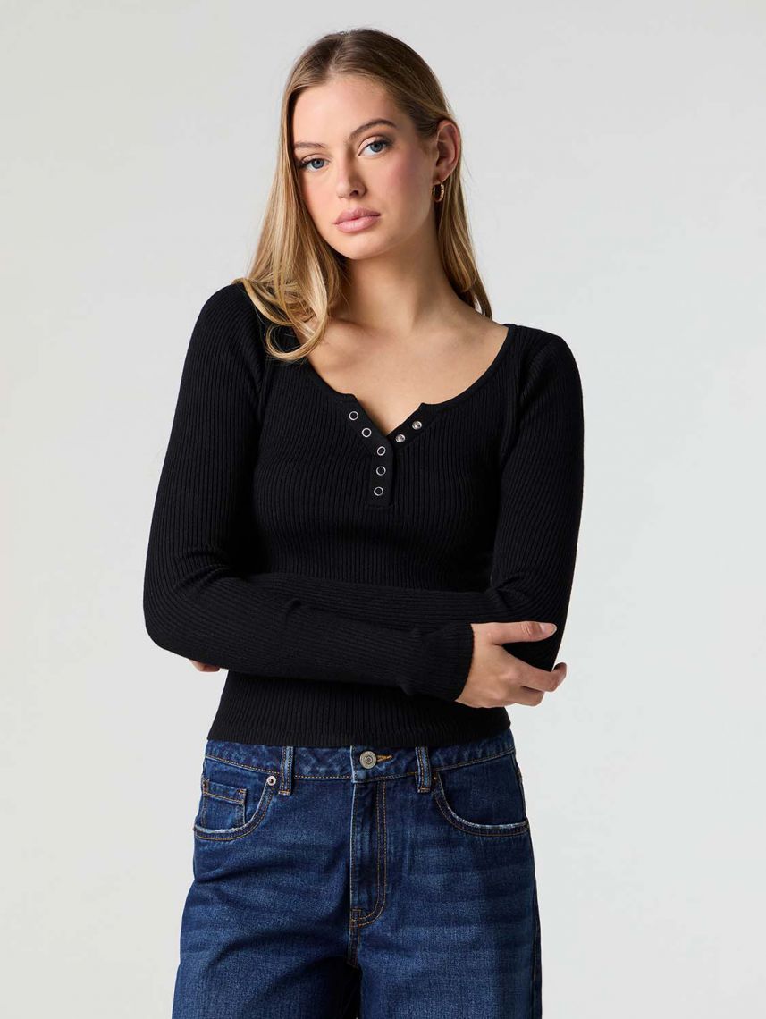 חולצת סריג דקה ארוכה