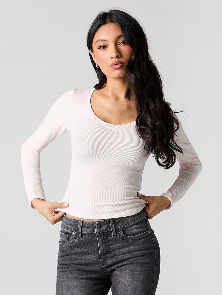 חולצת וי ריב ארוכה