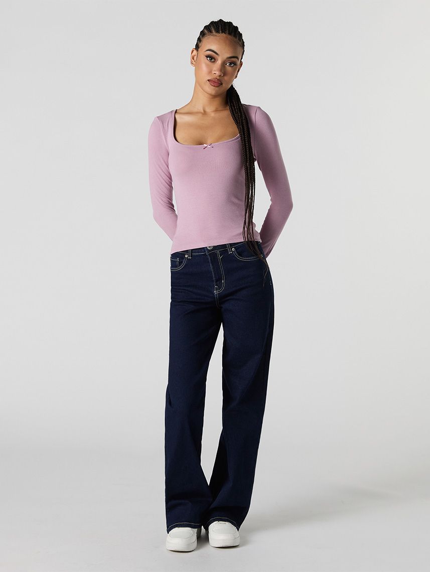 חולצה ארוכה מפתח מרובע