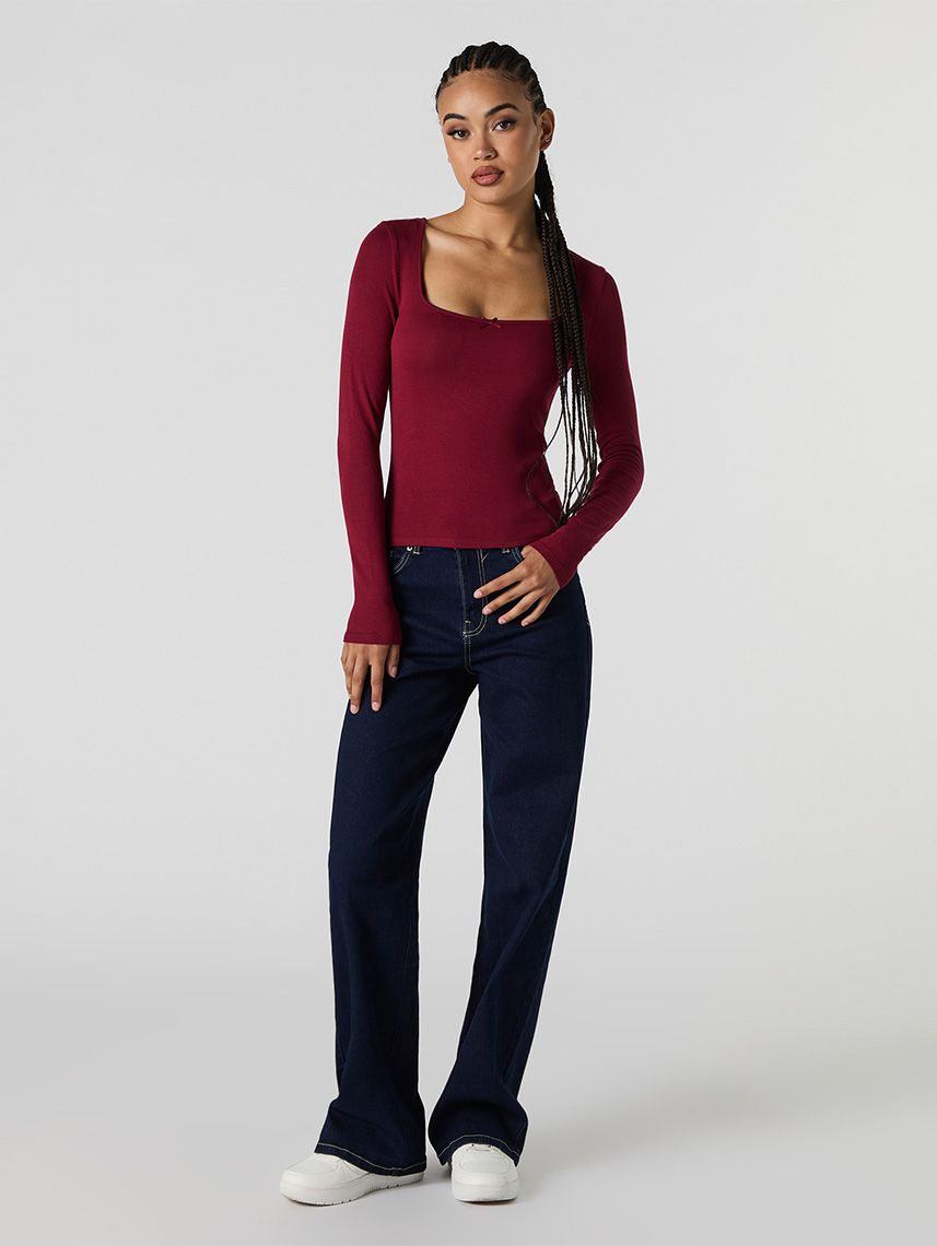 חולצה ארוכה מפתח מרובע