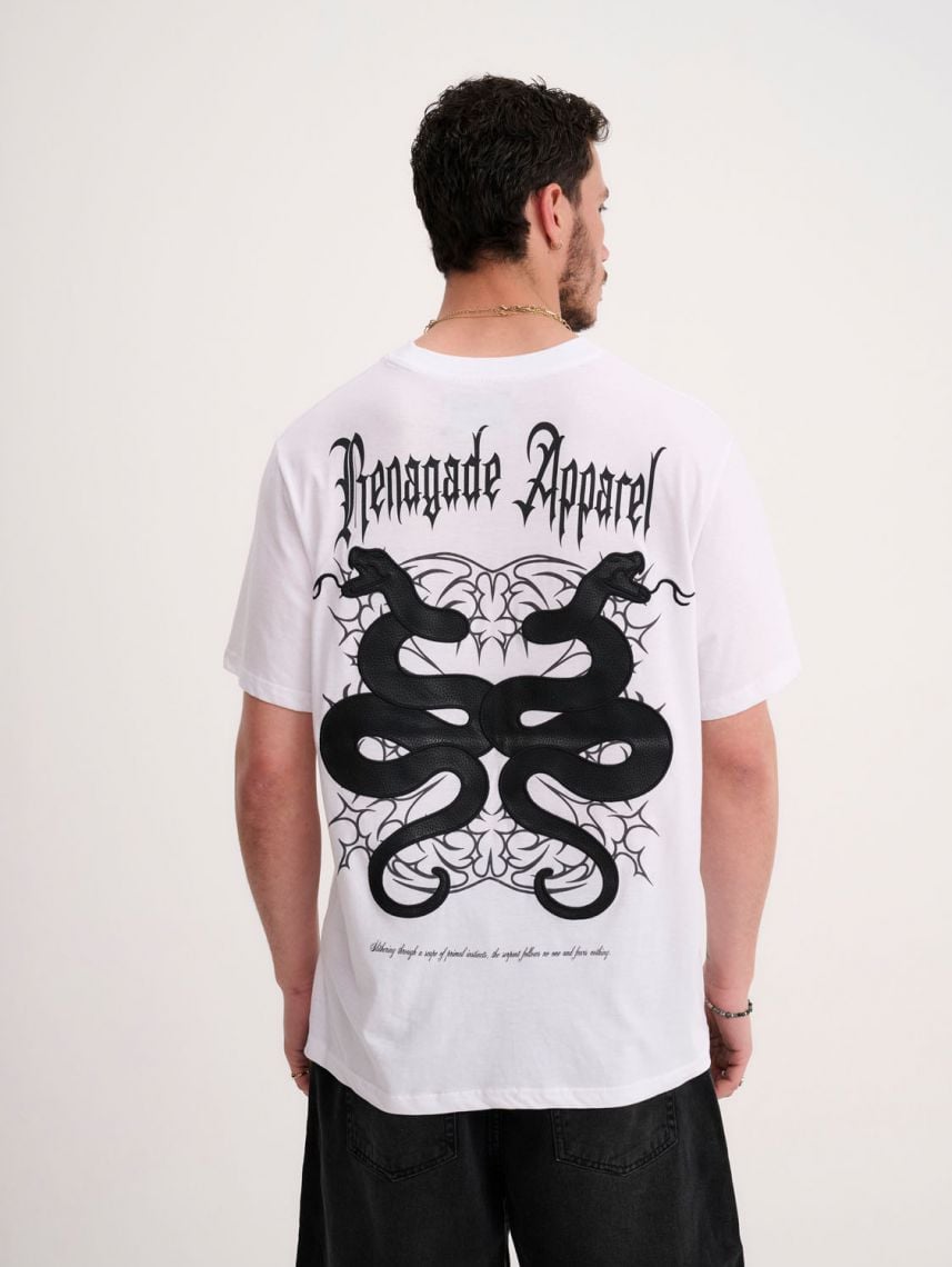 טי-שירט עם הדפס דמוי עור