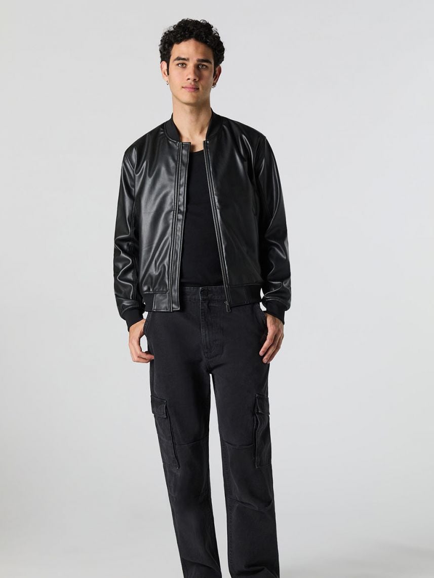 ג’קט בומבר דמוי עור