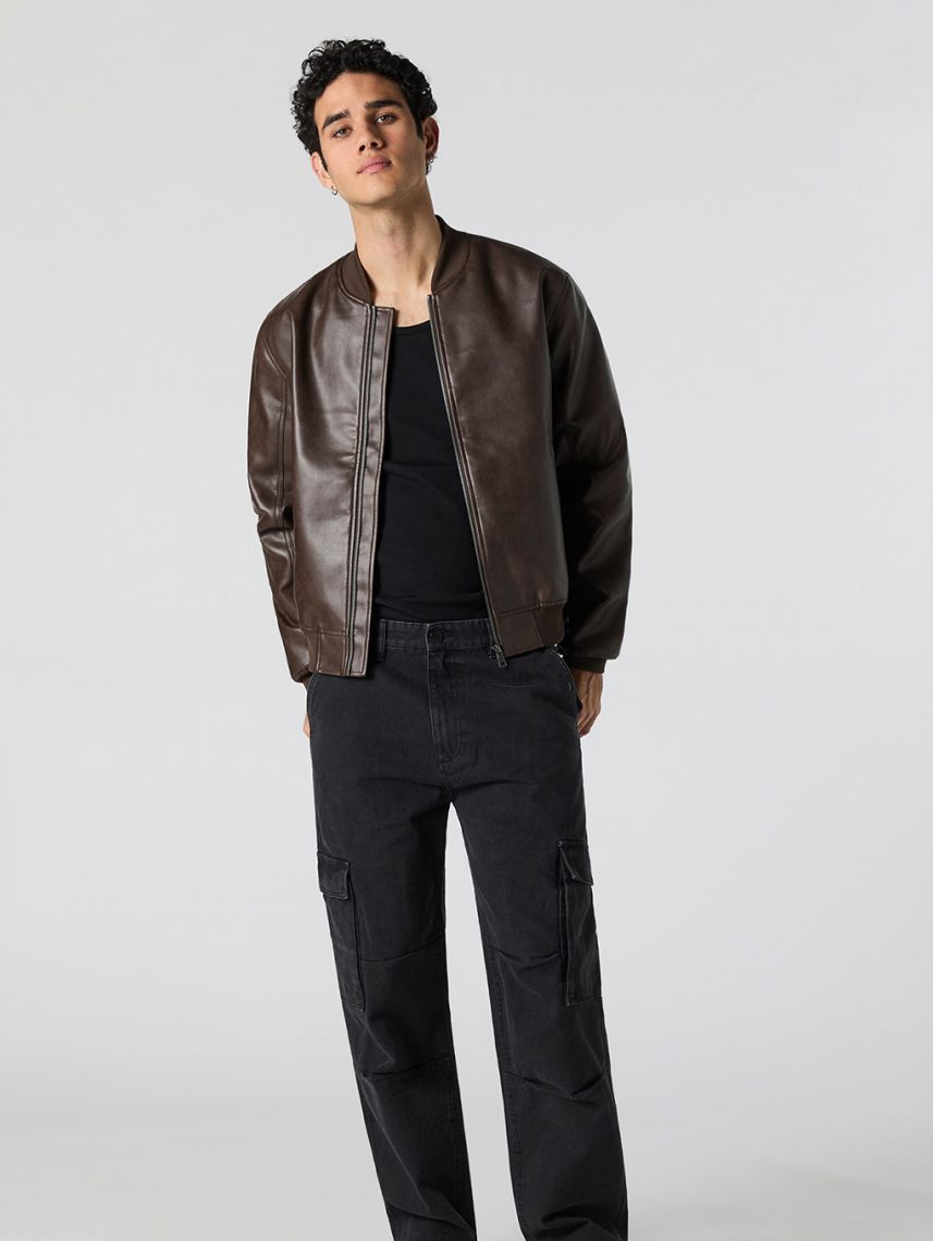 ג’קט בומבר דמוי עור