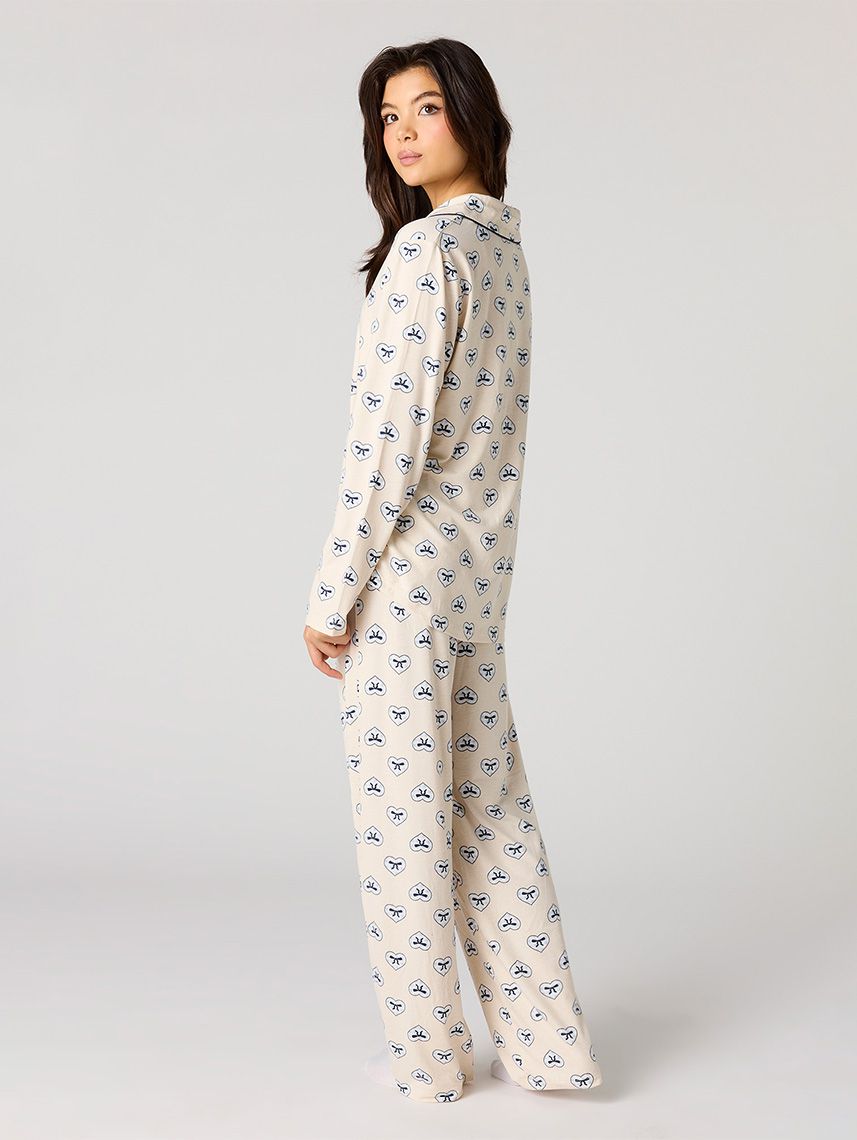 סט פיג’מה מכופתרת ארוכה