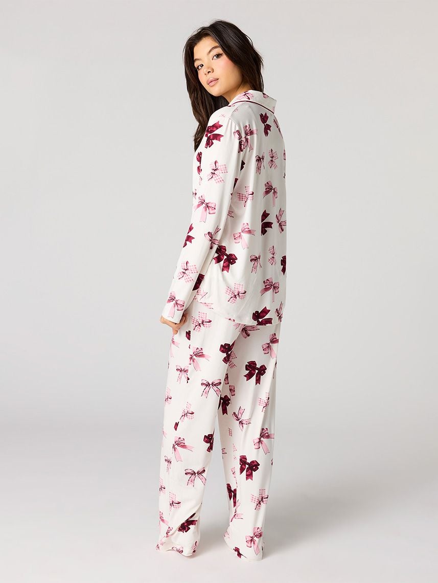סט פיג’מה מכופתרת ארוכה