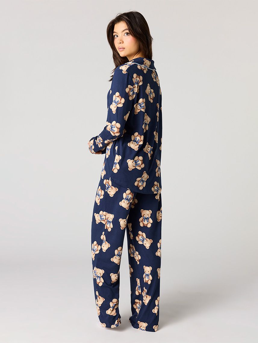 סט פיג’מה מכופתרת ארוכה