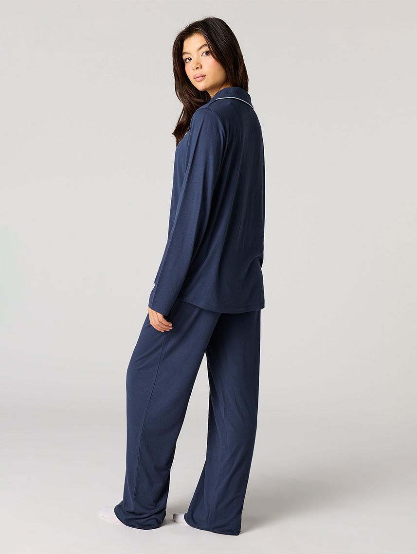 סט פיג’מה מכופתרת ארוכה