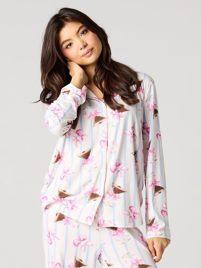 סט פיג’מה מכופתרת ארוכה