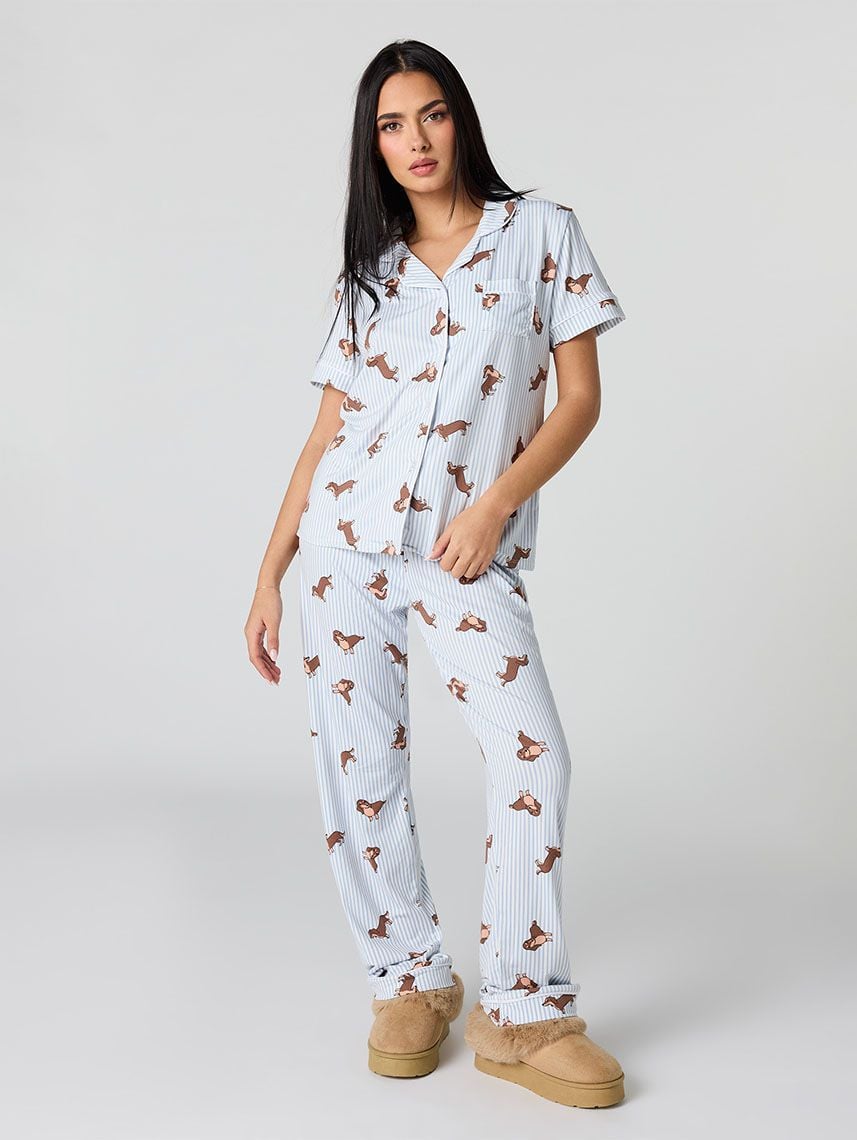 סט פיג’מה מכופתרת