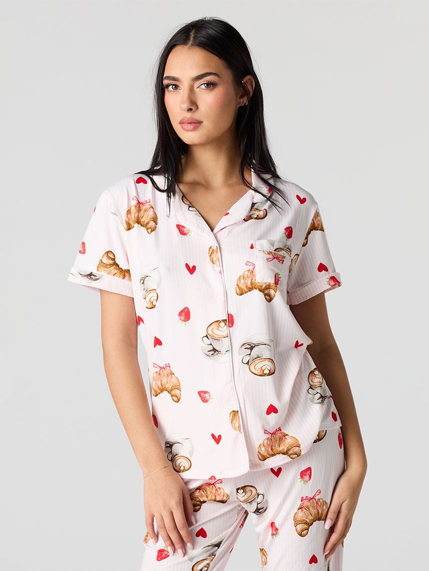 סט פיג’מה מכופתרת