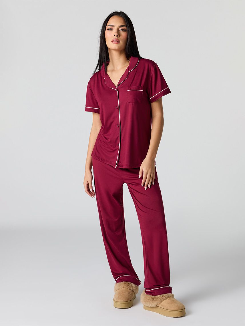 סט פיג’מה מכופתרת