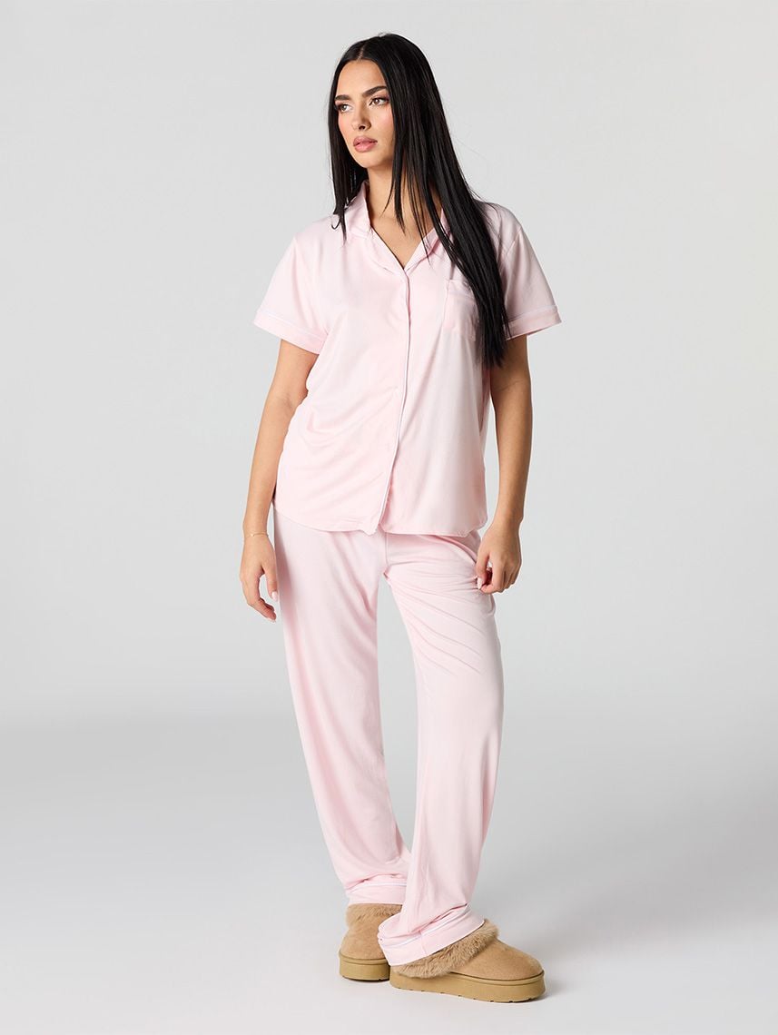 סט פיג’מה מכופתרת