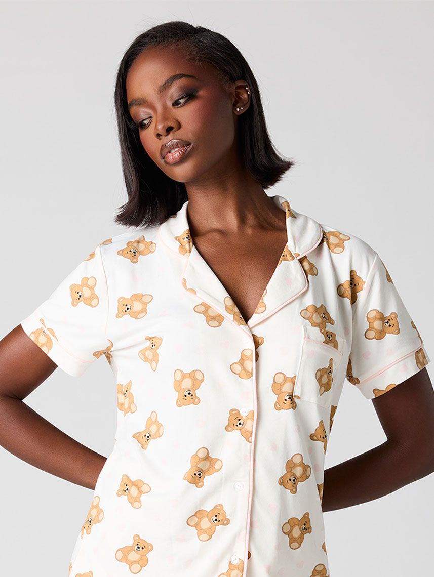 סט פיג’מה מכופתרת