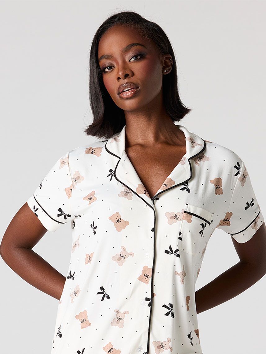 סט פיג’מה מכופתרת