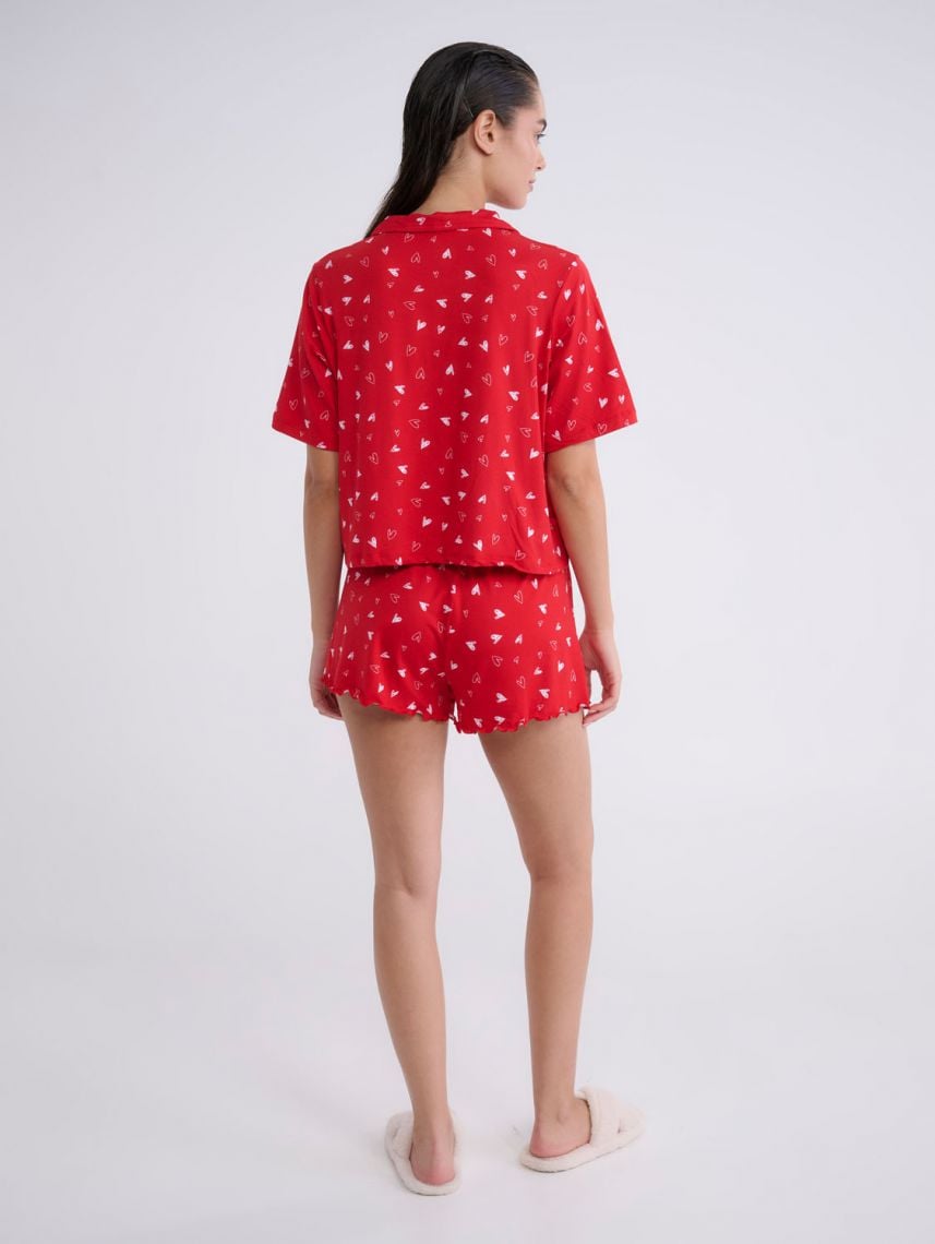 סט פיג’מה מכופתרת קצרה