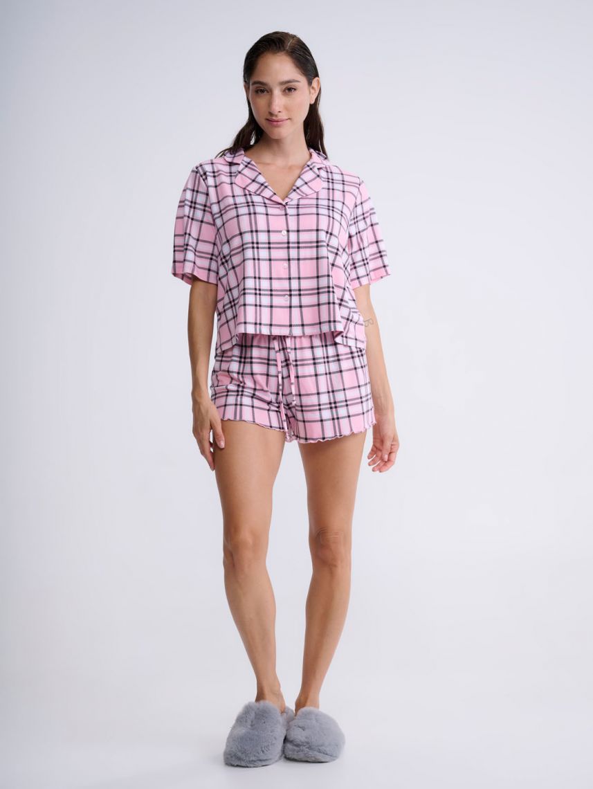 סט פיג’מה מכופתרת קצרה