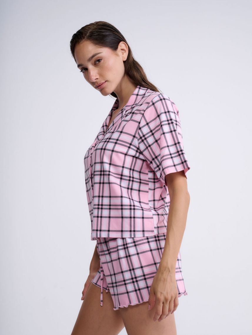 סט פיג’מה מכופתרת קצרה