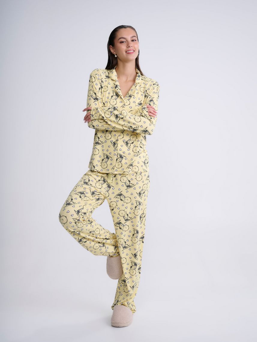 סט פיג’מה מכופתרת | Snoopy
