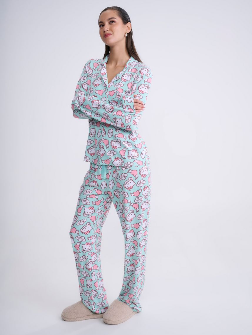 סט פיג’מה מכופתרת | Hello Kitty