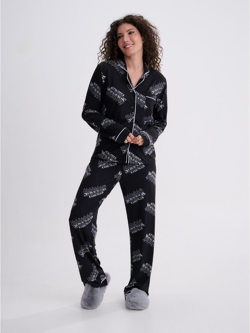 סט פיג’מה מכופתרת ארוכה |Stranger Things