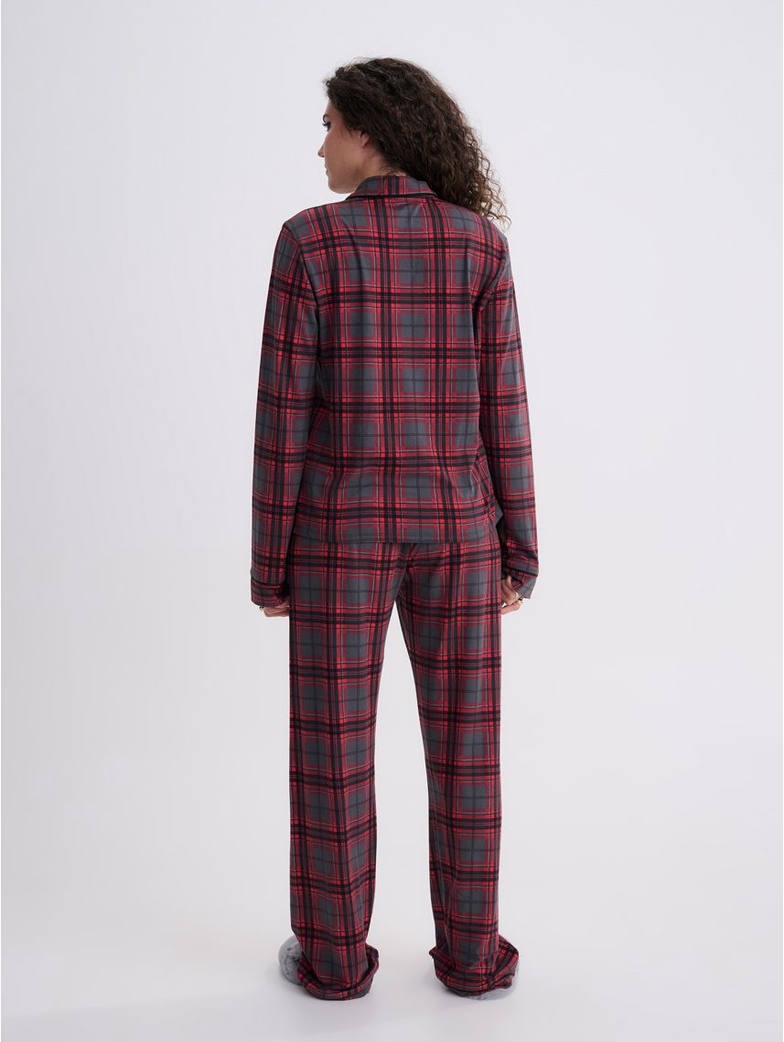 סט פיג’מה מכופתרת ארוכה