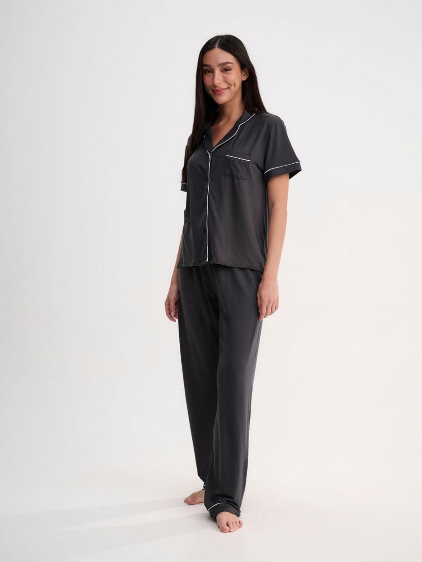 סט פיג’מה מכופתרת