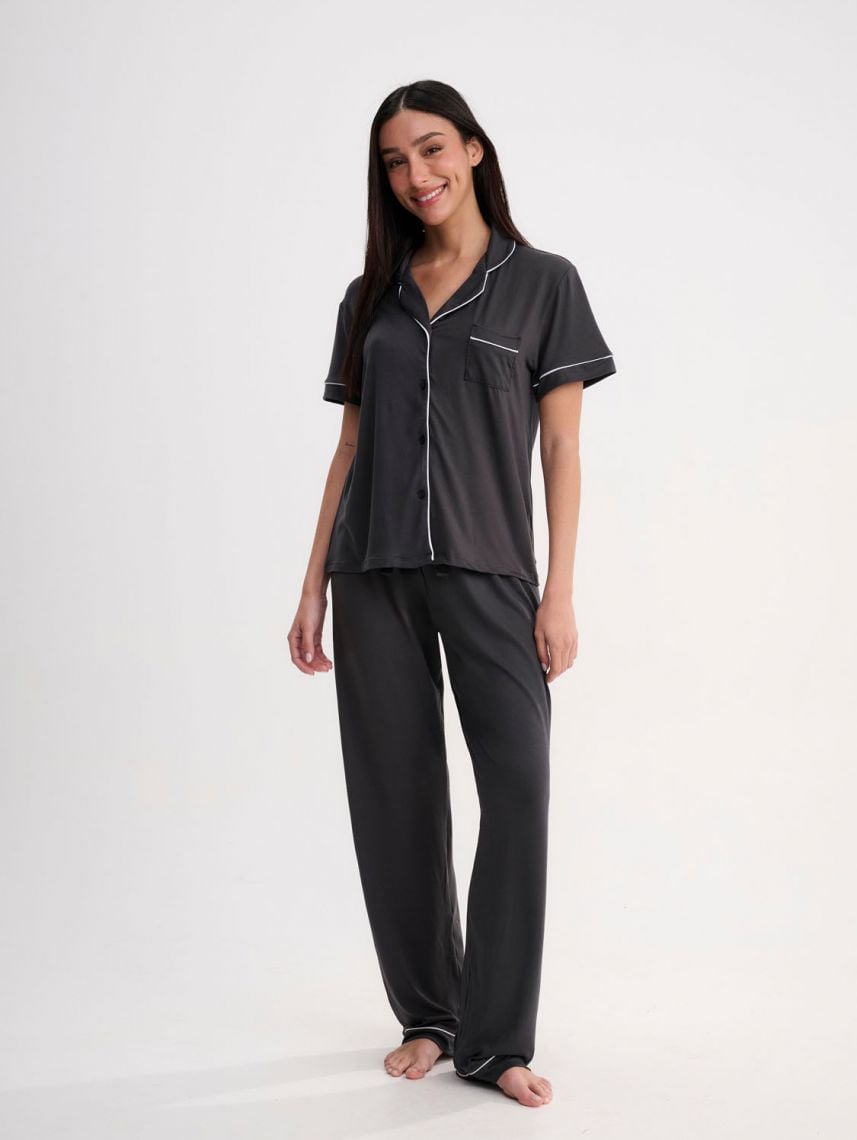 סט פיג’מה מכופתרת