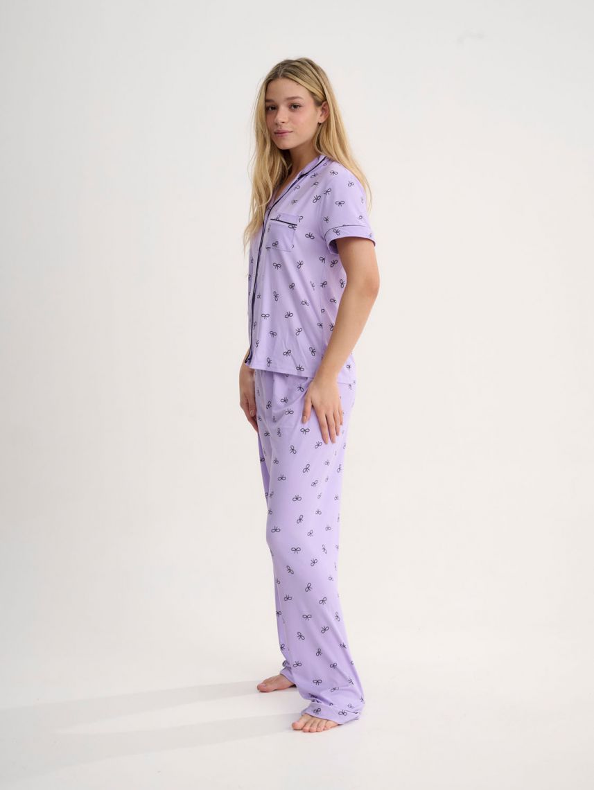 סט פיג’מה מכופתרת