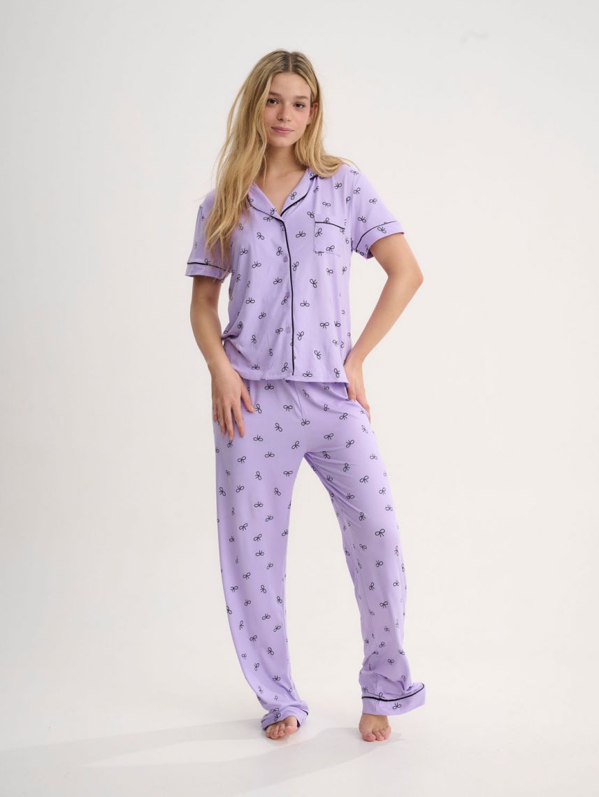 סט פיג’מה מכופתרת