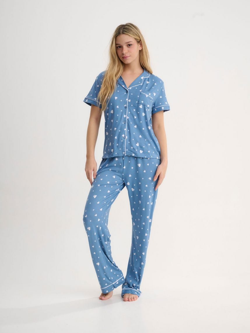 סט פיג’מה מכופתרת