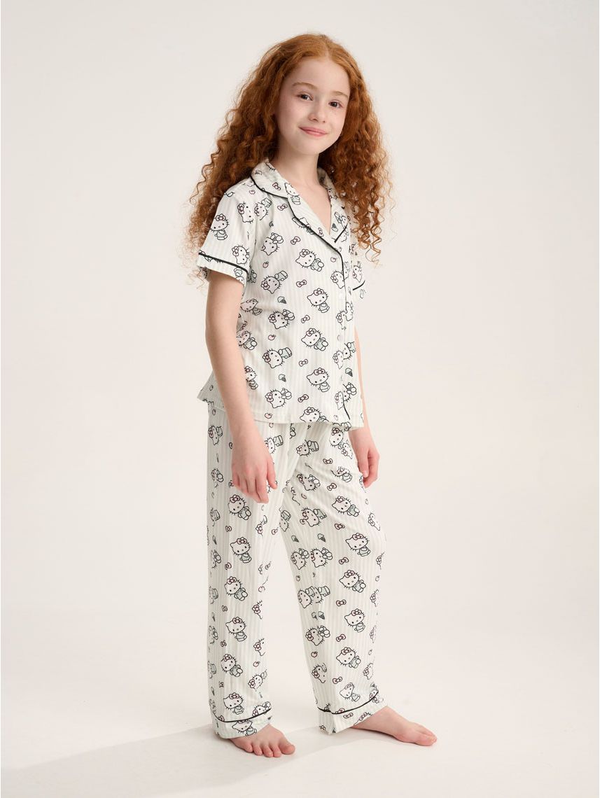 סט פיג’מה מכופתרת | Hello Kitty