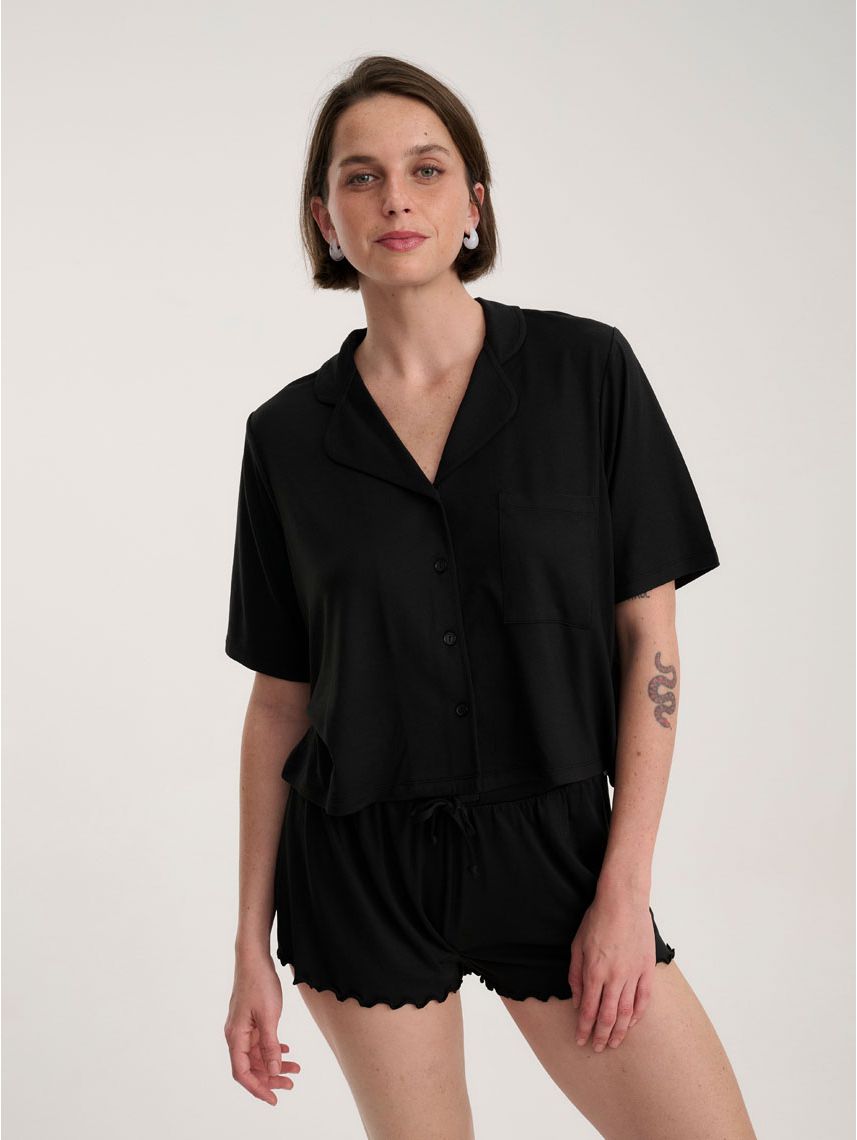 סט פיג’מה מכופתרת קצרה