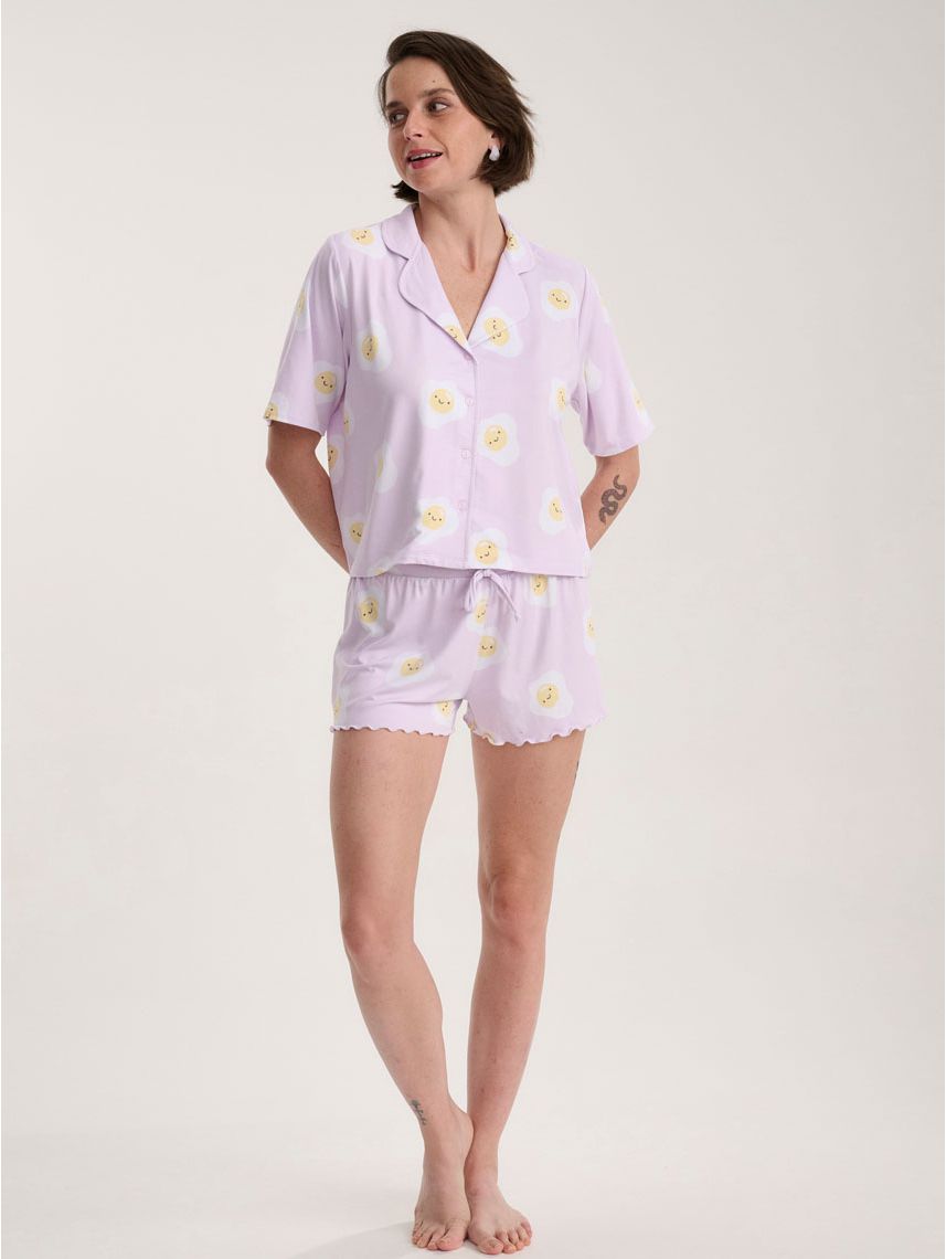 סט פיג’מה מכופתרת קצרה