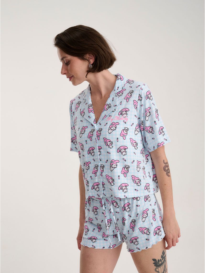סט פיג’מה מכופתרת קצרה | My Melody