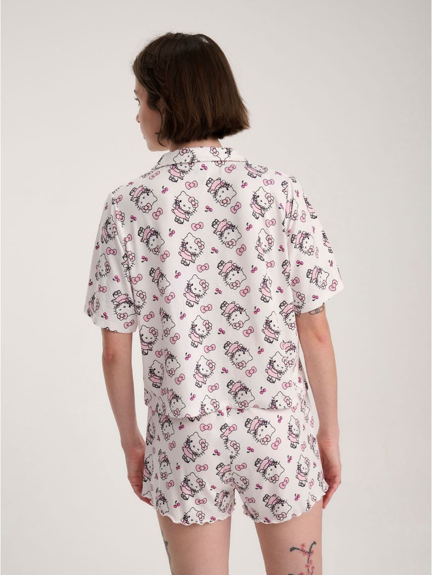 סט פיג’מה מכופתרת קצרה | Hello Kitty