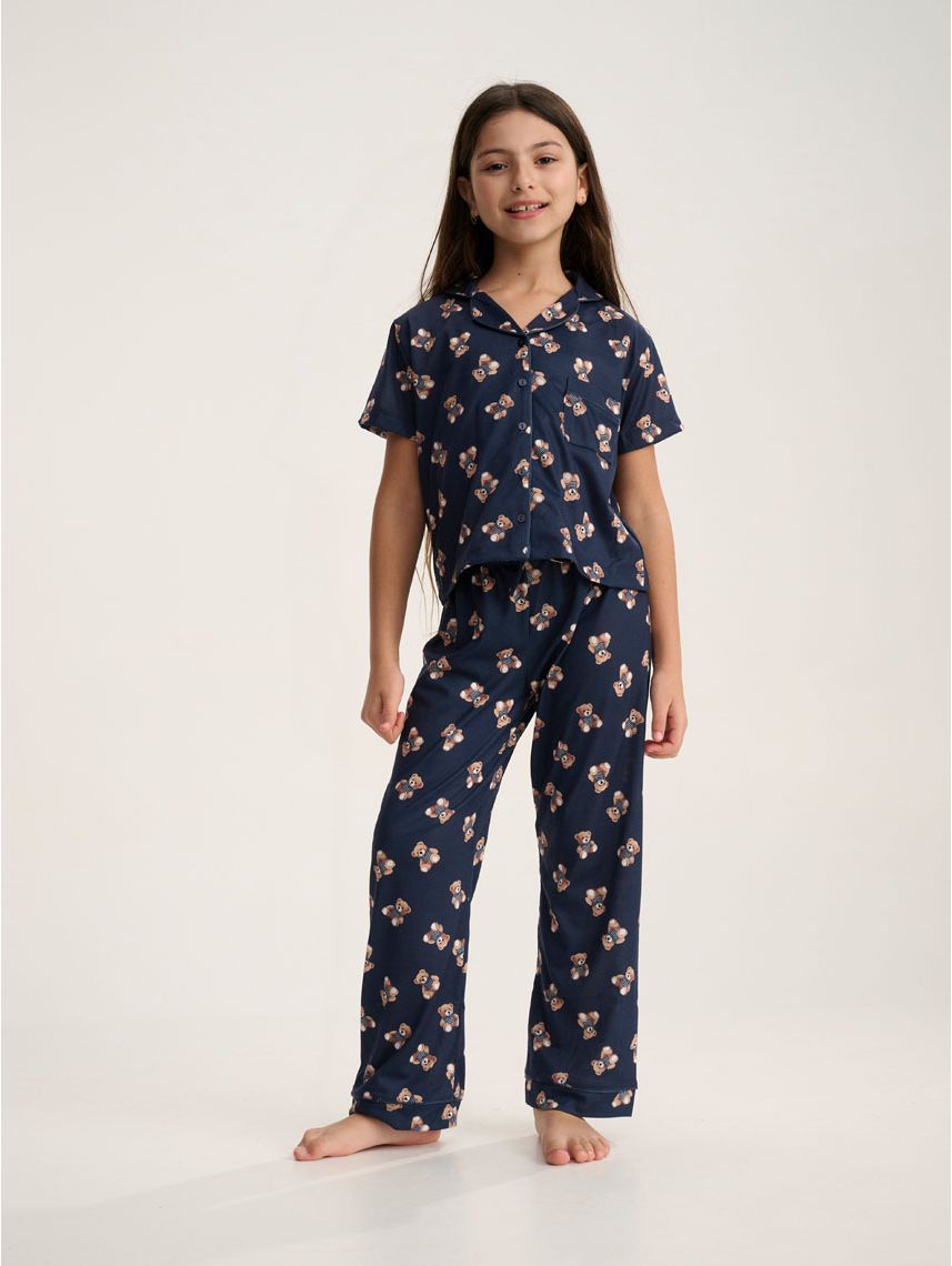 סט פיג’מה מכופתרת