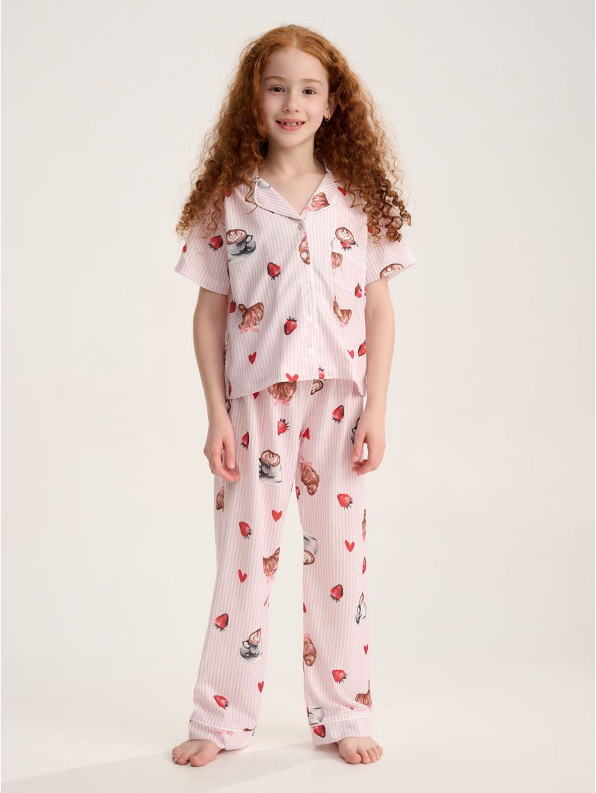 סט פיג’מה מכופתרת