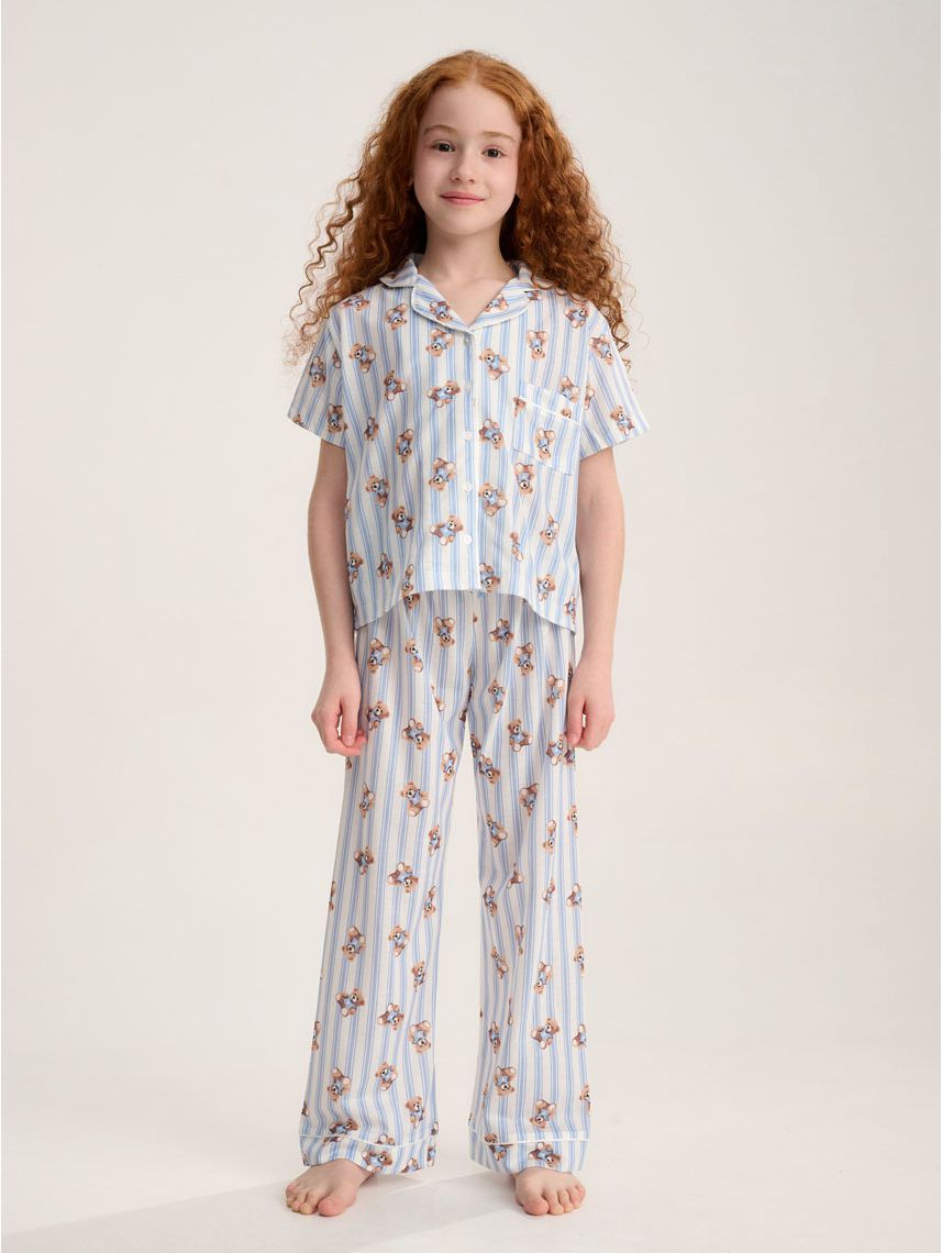 סט פיג’מה מכופתרת