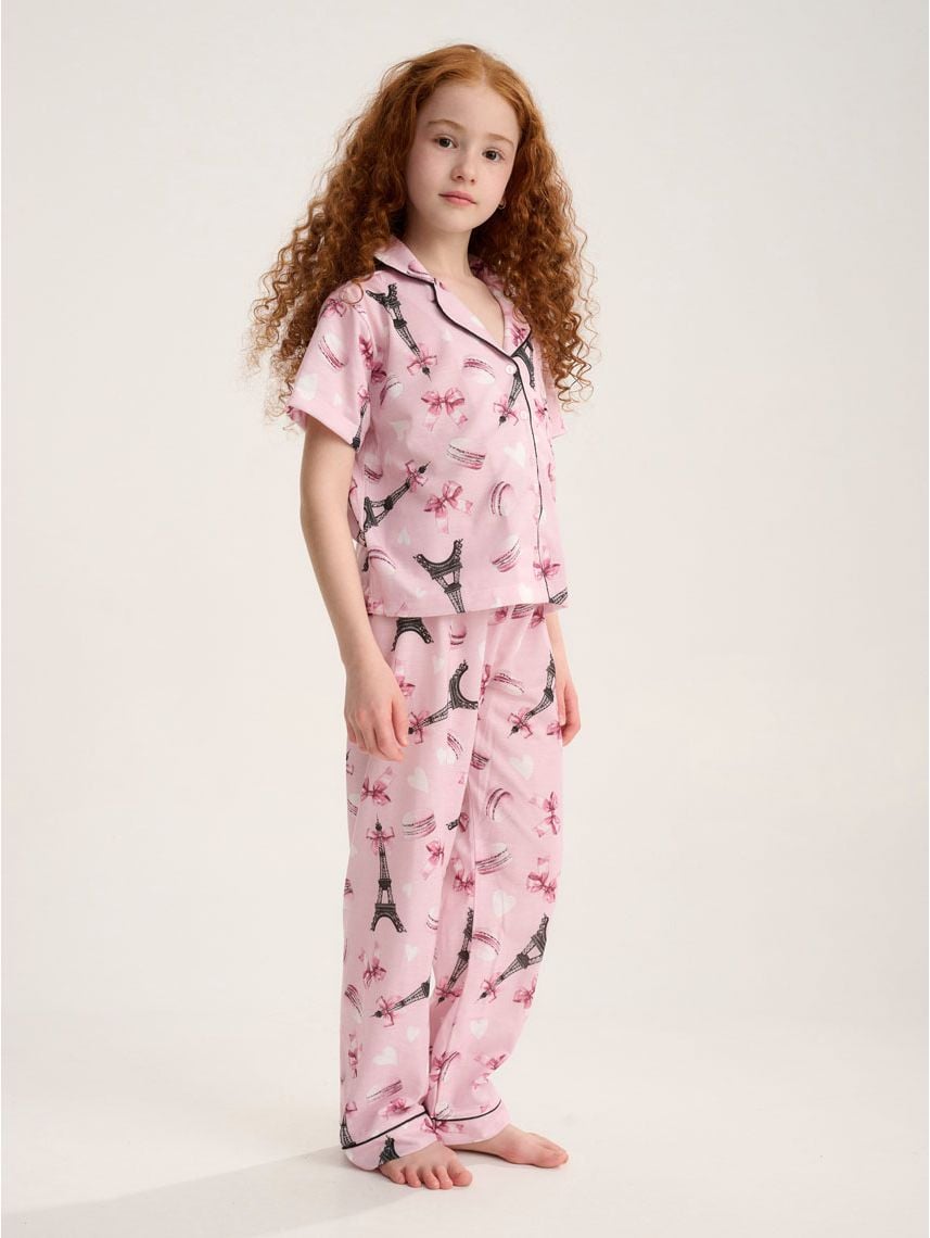 סט פיג’מה מכופתרת
