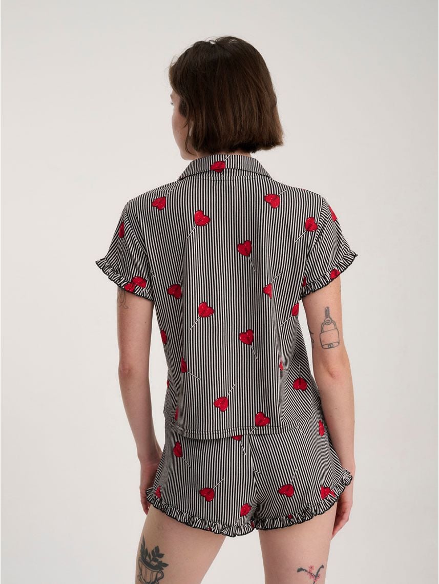 סט פיג’מה מכופתרת קצרה