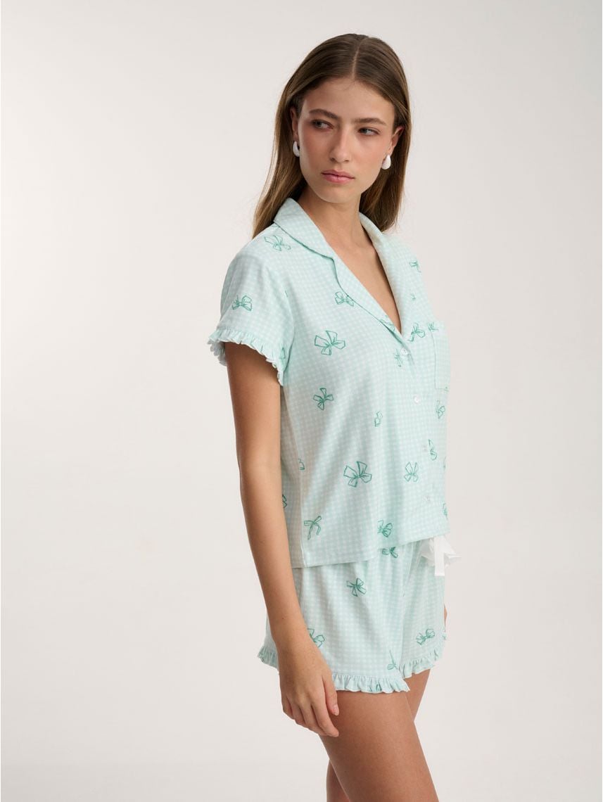 סט פיג’מה מכופתרת קצרה