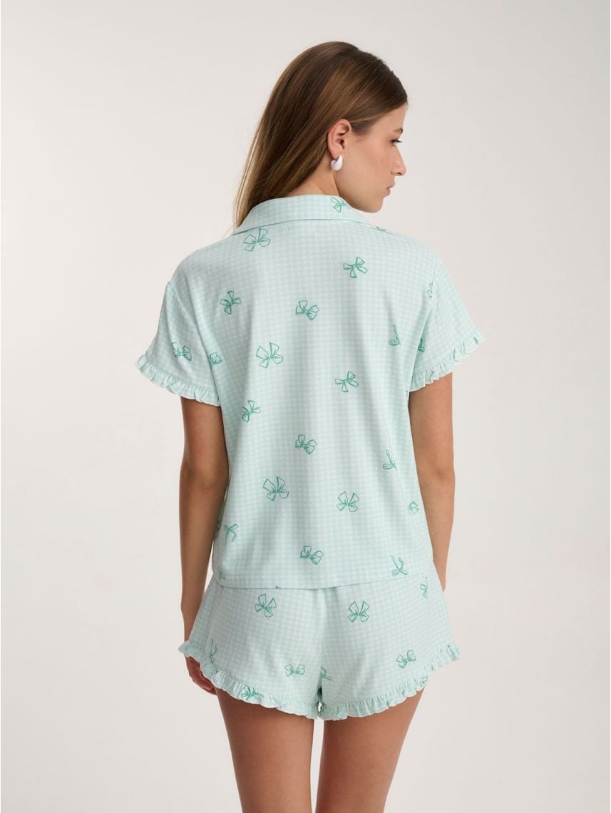 סט פיג’מה מכופתרת קצרה