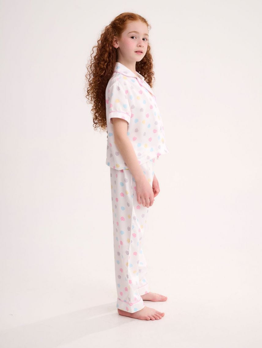 סט פיג’מת סאטן מכופתרת