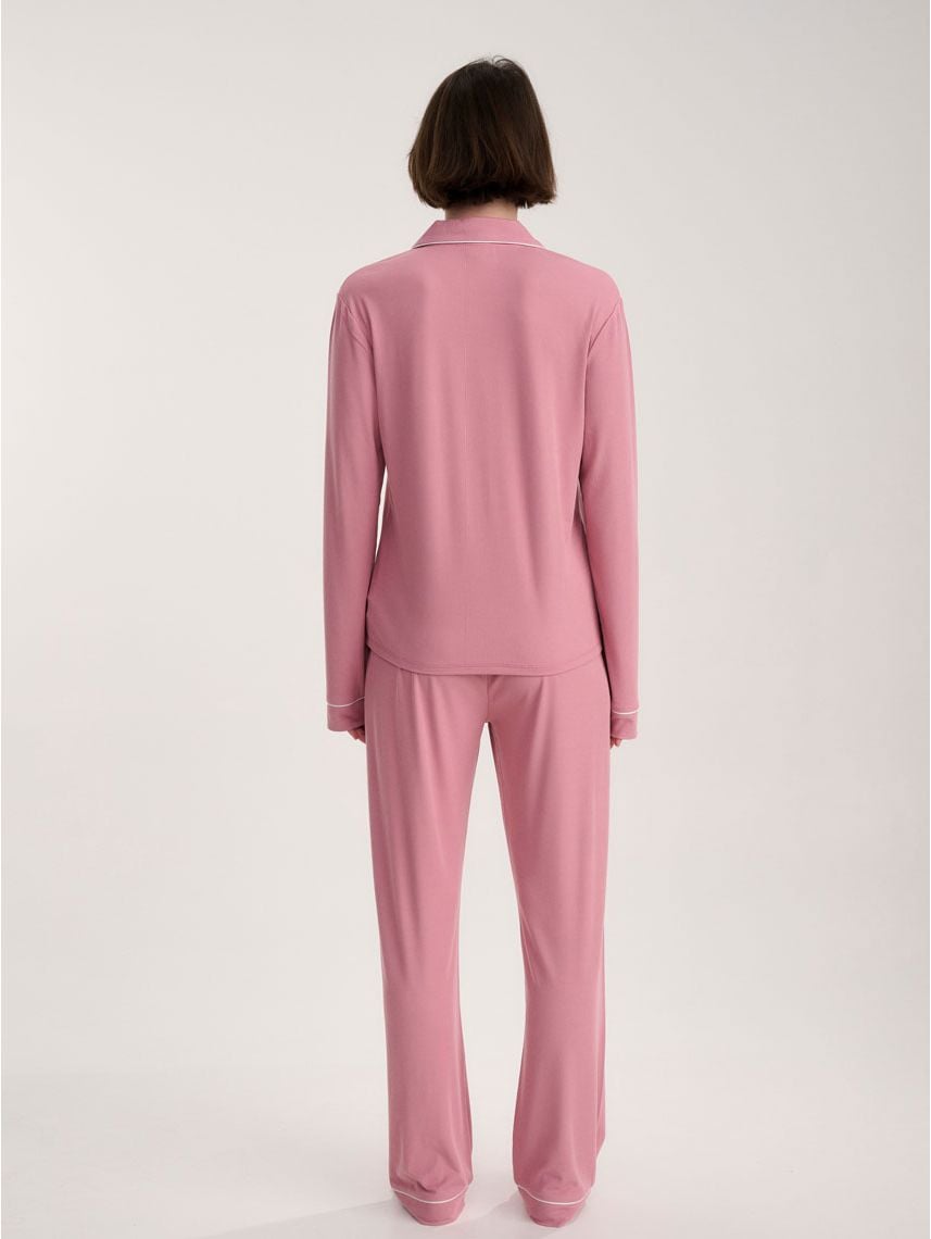 סט פיג’מה מכופתרת ארוכה