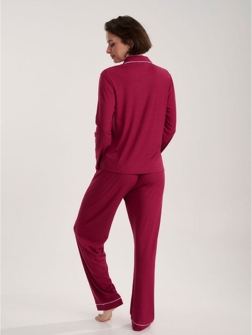 סט פיג’מה מכופתרת ארוכה