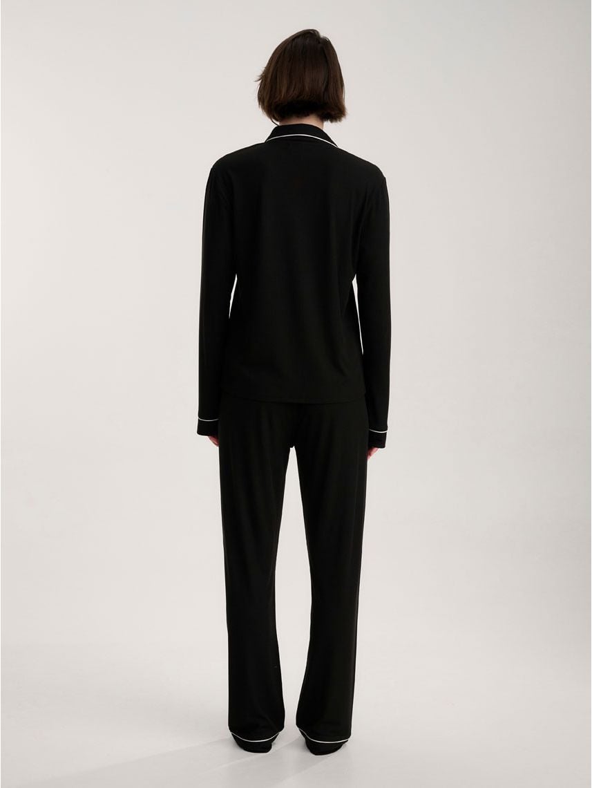 סט פיג’מה מכופתרת ארוכה