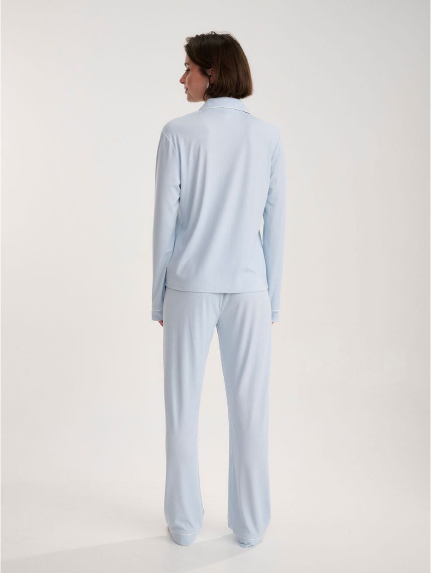 סט פיג’מה מכופתרת ארוכה